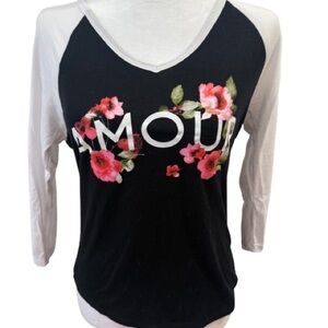 3/$25 Modern Lux Black Graphic Long Sleeve Tee